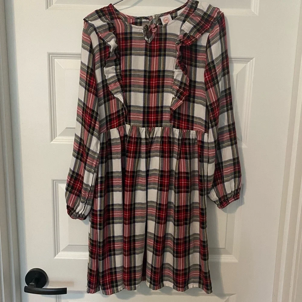 Plaid Ruffle Dress Size XL 14/16 Red Black Yellow White